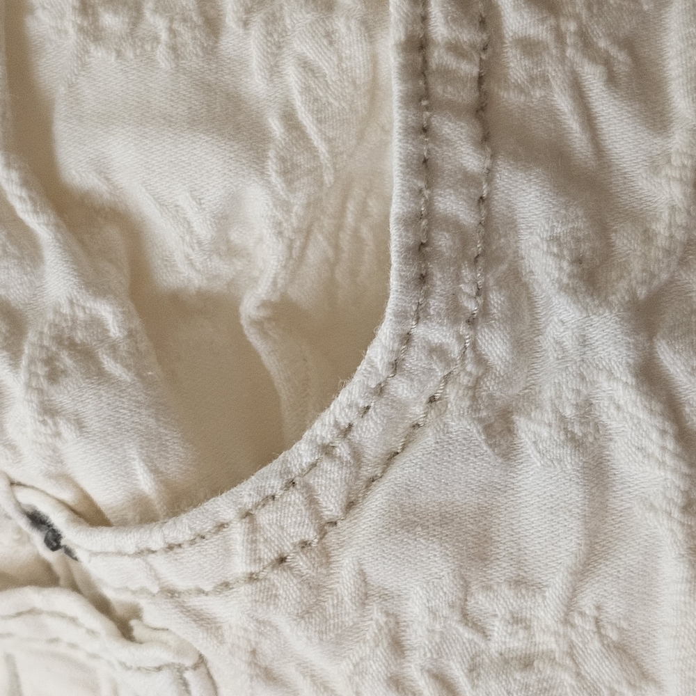 Free People Jaquard Textured Cream Lowrise Jeans In 25 - Picture 8 of 8